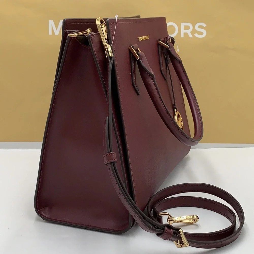MICHAEL KORS HOPE LARGE SATCHEL MERLOT - Picture 4 of 16